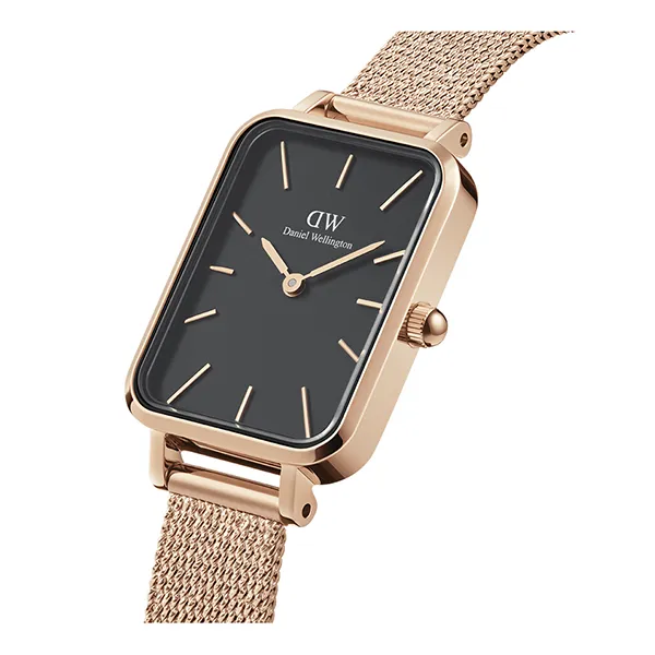 Đồng Hồ Nữ Daniel Wellington DW00100432 20x26mm Quadro Pressed Melrose RG Black Đen/ Vàng Hồng