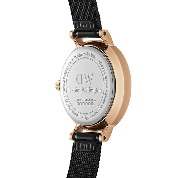 Đồng Hồ Nữ Daniel Wellington DW00100441 24 mm Petite 24 Pressed Ashfield RG Black Màu Đen - Vàng Hồng