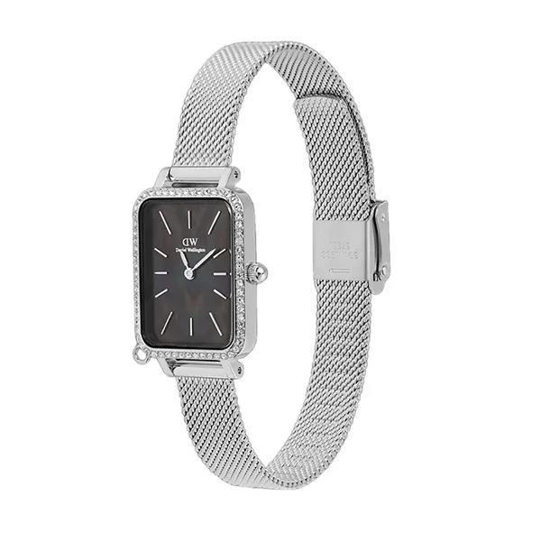 Đồng Hồ Nữ Daniel Wellington Quadro Crystal Zodiac Sterling Màu Bạc - Đen