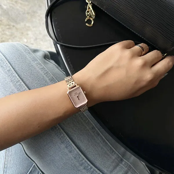 Đồng Hồ Nữ Daniel Wellington Quadro Lumine 5-Link Melrose DW00100621 Màu Vàng Hồng