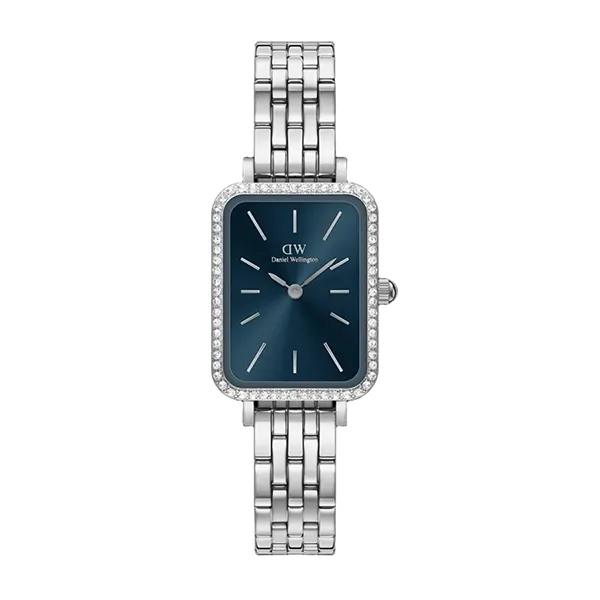 Đồng Hồ Nữ Daniel Wellington Quadro Lumine Bezel 5-Link Arctic Silver Màu Bạc Xanh