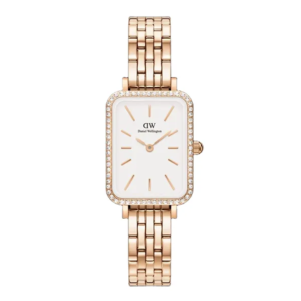 Đồng Hồ Nữ Daniel Wellington Quadro Lumine Bezel 5-Link Melrose Màu Vàng Hồng