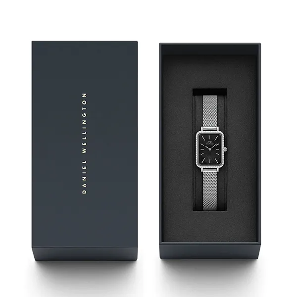 Đồng Hồ Nữ Daniel Wellington Quadro Lumine Bezel Sterling Black MOP DW00100667 Màu Bạc