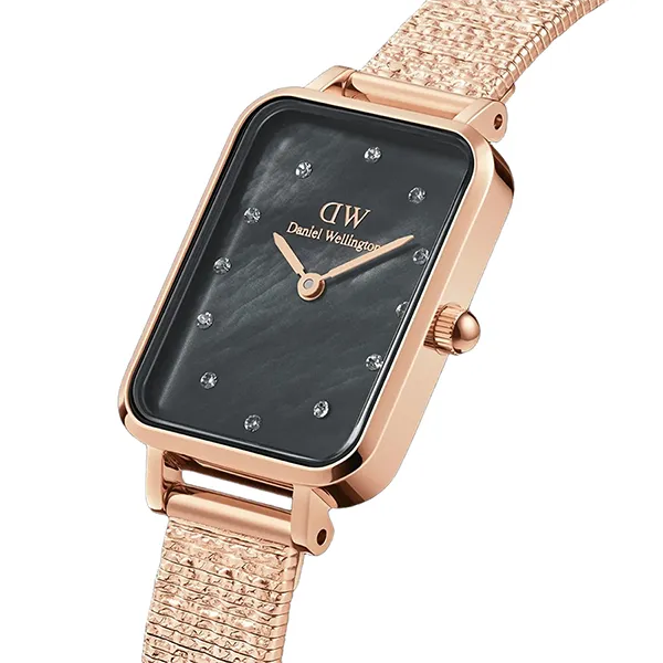 Đồng Hồ Nữ Daniel Wellington Quadro Lumine Pressed Piano Black MoP Rose Gold Màu Vàng Đen
