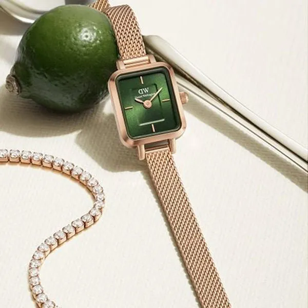 Đồng Hồ Nữ Daniel Wellington Quadro Mini DW00100648 Màu Xanh - Vàng Hồng