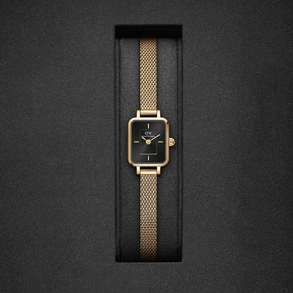 Đồng Hồ Nữ Daniel Wellington Quadro Mini Evergold Onyx DW00100652 Màu Đen Vàng