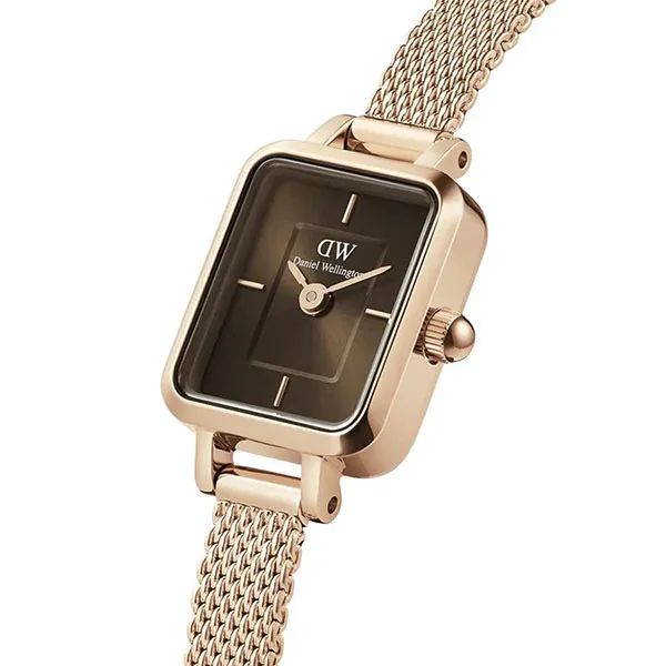 Đồng Hồ Nữ Daniel Wellington Quadro Mini Melrose Amber DW00100649 Màu Nâu - Vàng Hồng