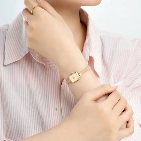 Đồng Hồ Nữ Daniel Wellington Quadro Mini Melrose Champagne DW00100651 Màu Vàng Hồng