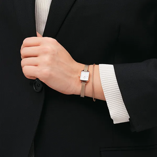 Đồng Hồ Nữ Daniel Wellington Quadro Mini Melrose DW00100727 Màu Vàng Hồng