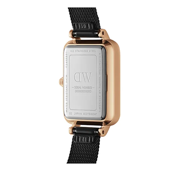 Đồng Hồ Nữ Daniel Wellington Quadro Pressed Ashfield 20x26mm DW00100433 Màu Đen