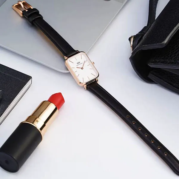 Đồng Hồ Nữ Daniel Wellington Quadro Pressed Sheffield 20x26mm DW00100434 Màu Đen Trắng