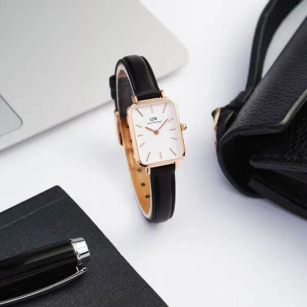 Đồng Hồ Nữ Daniel Wellington Quadro Pressed Sheffield 20x26mm DW00100434 Màu Đen Trắng