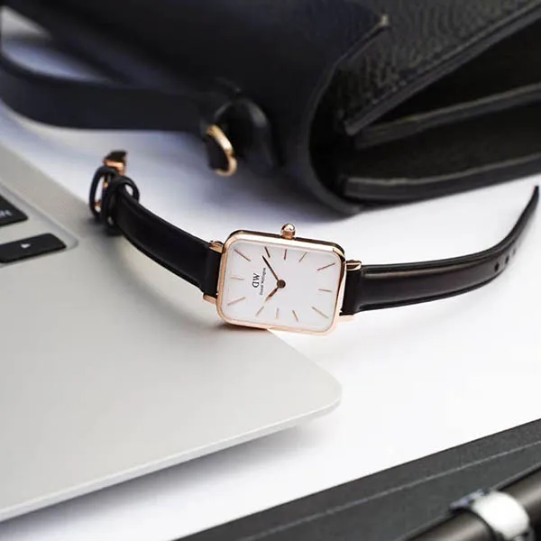 Đồng Hồ Nữ Daniel Wellington Quadro Pressed Sheffield 20x26mm DW00100434 Màu Đen Trắng