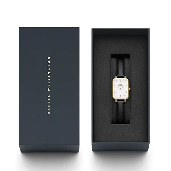 Đồng Hồ Nữ Daniel Wellington Quadro Pressed Sheffield DW00100559 Màu Đen/Trắng
