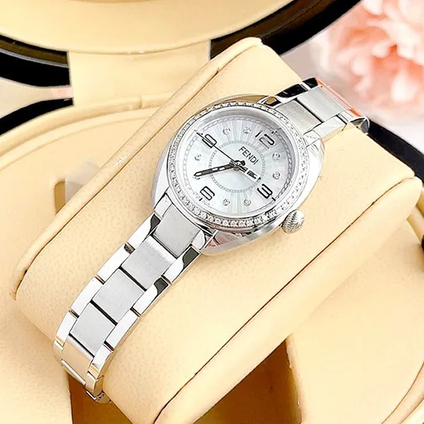 Đồng Hồ Nữ Fendi Momento Diamond Mother Of Pearl Dial Watch F218024500B1 Màu Bạc