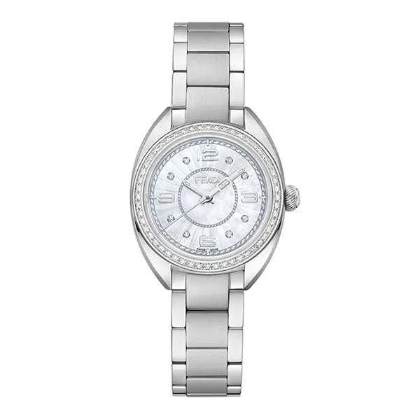 Đồng Hồ Nữ Fendi Momento Diamond Mother Of Pearl Dial Watch F218024500B1 Màu Bạc