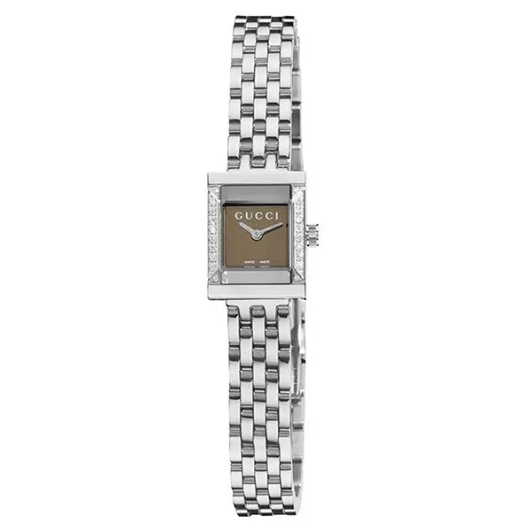 Đồng Hồ Nữ Gucci G-Frame Square Square Diamond Quartz Watch YA128508 Màu Bạc