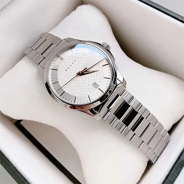 Set Đồng Hồ Đôi Gucci G-Timeless Silver Dial Stainless Steel Watch YA126523 - YA126442 Màu Bạc