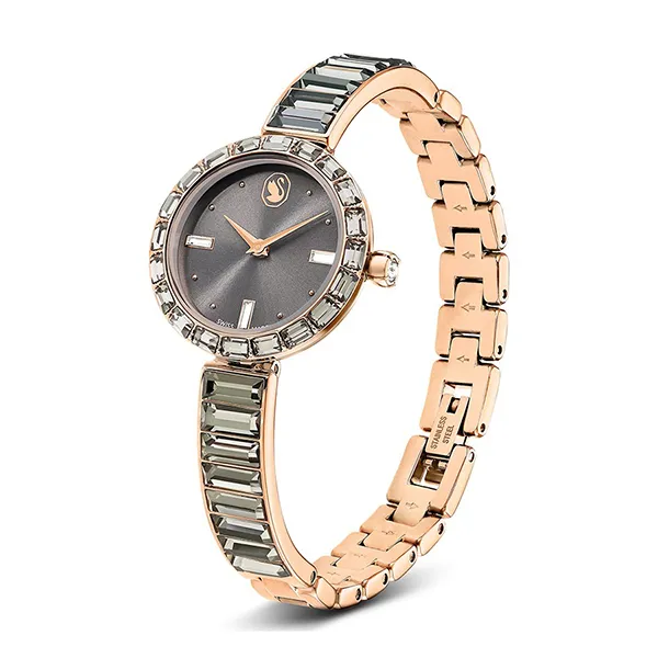 Đồng Hồ Nữ Swarovski Matrix Bangle Watch 5679887 Màu Xám/Vàng Hồng