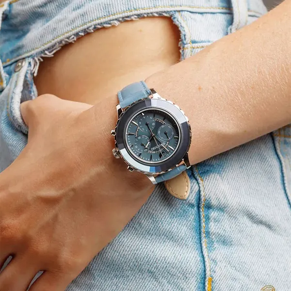 Đồng Hồ Nữ Swarovski Octea Lux Chrono Watch 5580600 Màu Xanh