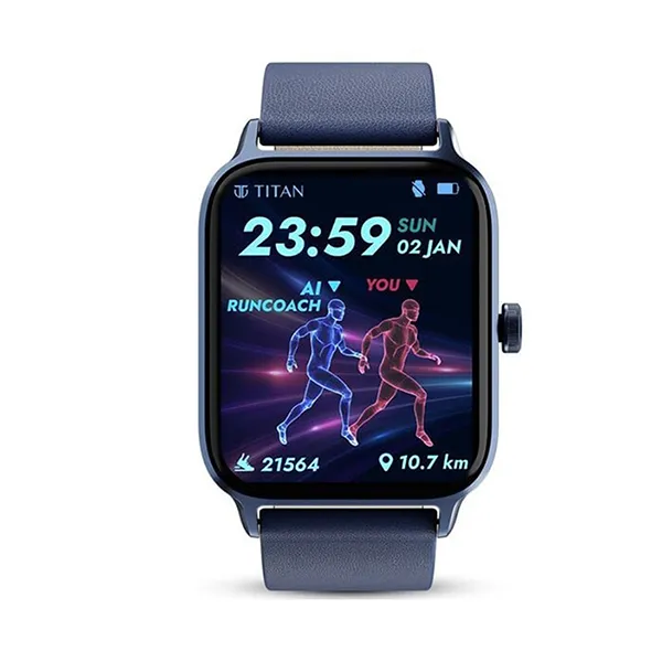 Đồng Hồ Thông Minh Titan Traveller First Fitverse Smartwatch With Blue Leather Strap 90166AP02 Màu Xanh Navy