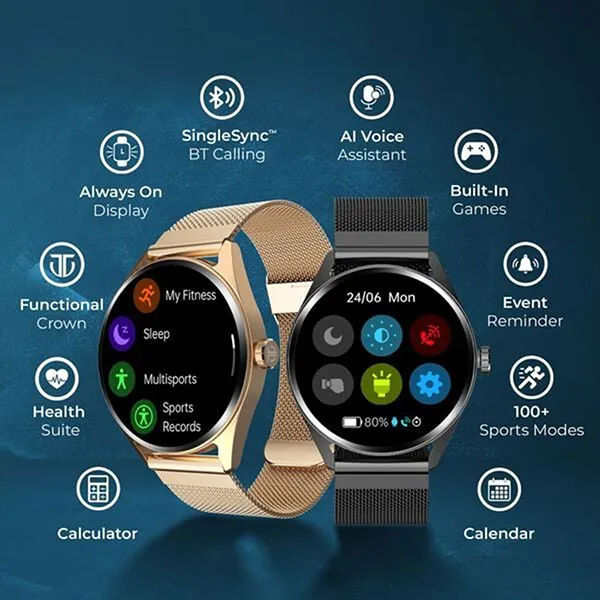 Đồng Hồ Thông Minh Titan Crest Amoled Black Mesh Strap 90197AM01 Màu Đen