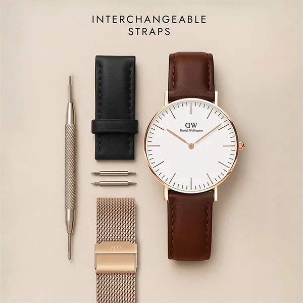 Đồng Hồ Unisex Daniel Wellington Classic Bristol Rose Gold Màu Nâu - Trắng