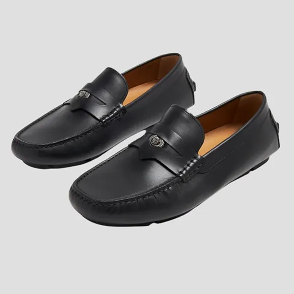 Giày Lười Nam Versace Mocca La Medusa Black Calf Leather 1013960 1A00693 1B00E Màu Đen Size 41