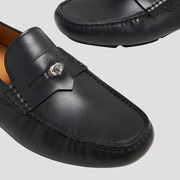 Giày Lười Nam Versace Mocca La Medusa Black Calf Leather 1013960 1A00693 1B00E Màu Đen Size 41