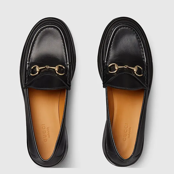 Giày Lười Nữ Gucci Women's Horsebit Wedge Loafer 794317AADO01000 Màu Đen Size 35.5