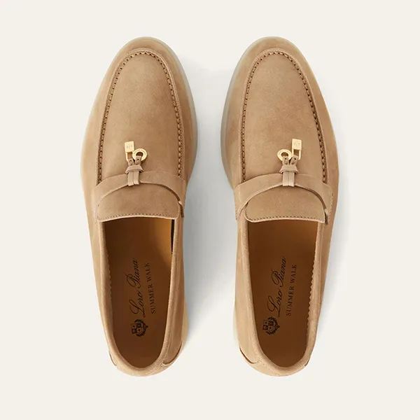 Giày Lười Nữ Loro Piana Summer Charms Walk Loafer Sandstone FAE5444-D044 Màu Nâu Vàng Size 36
