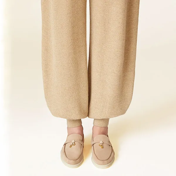 Giày Lười Nữ Loro Piana Summer Charms Walk Loafer Sandstone FAE5444-D044 Màu Nâu Vàng Size 36