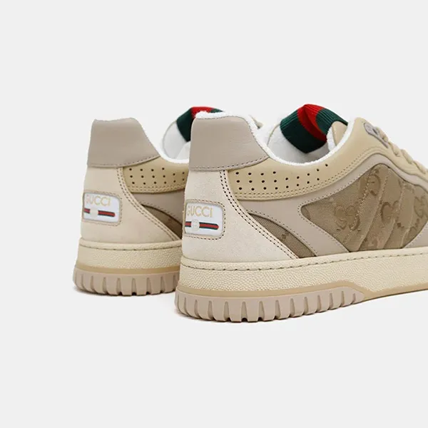 Giày Sneaker Nam Gucci Re-Web Beige And Dark Brown GG Nylon 831661 AAEX3 9646 Màu Be Size 6