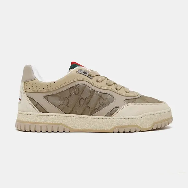 Giày Sneaker Nam Gucci Re-Web Beige And Dark Brown GG Nylon 831661 AAEX3 9646 Màu Be Size 6