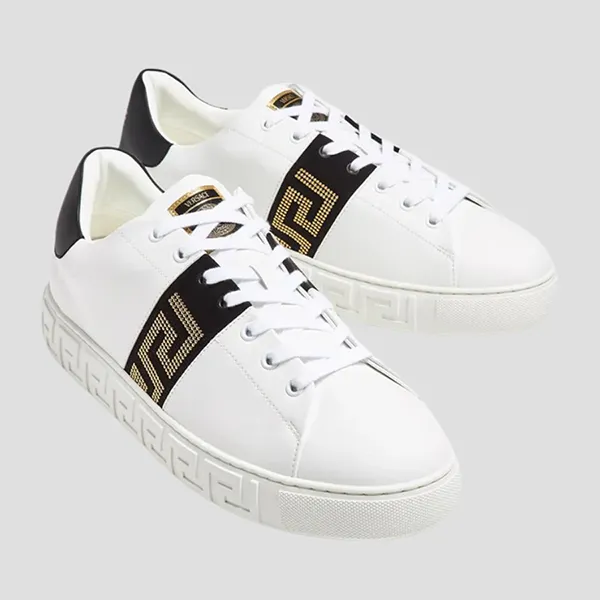 Giày Sneaker Nam Versace In White Greca Studded 1014460 1A12371 1B00V Màu Trắng Size 41