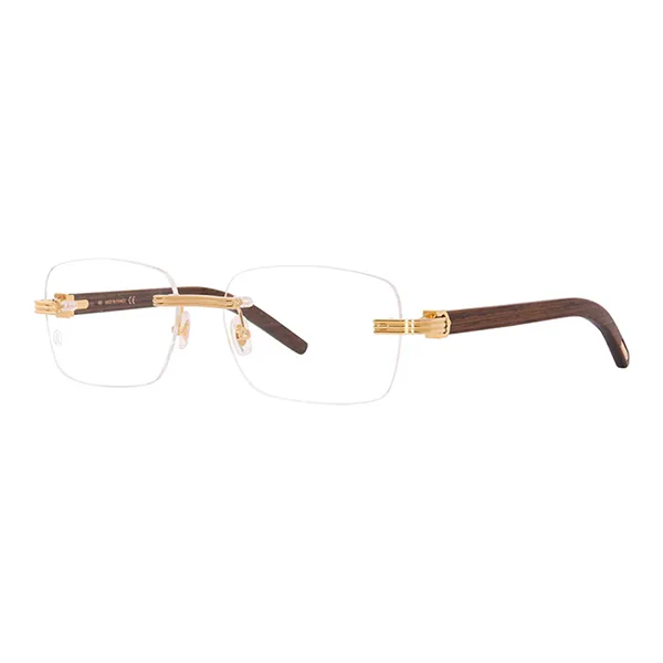 Gọng Kính Cartier Exception Wood Eyeglasses Gold/Brown Rimless CT0286O 002 Màu Nâu Vàng