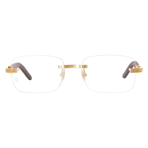 Gọng Kính Cartier Exception Wood Eyeglasses Gold/Brown Rimless CT0286O 002 Màu Nâu Vàng
