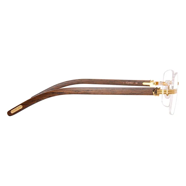Gọng Kính Cartier Exception Wood Eyeglasses Gold/Brown Rimless CT0286O 002 Màu Nâu Vàng