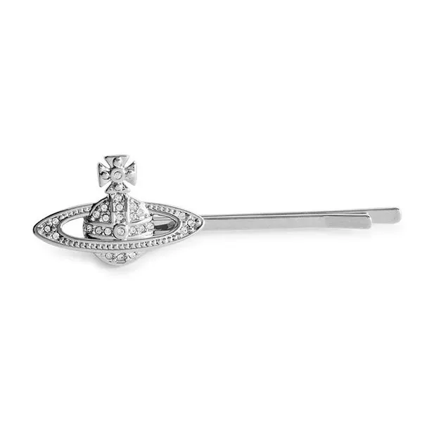 Kẹp Tóc Nữ Vivienne Westwood Mini Bas Relief Orb Hair Clip Màu Bạc