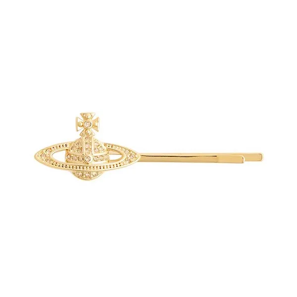Kẹp Tóc Vivienne Westwood Mini Bas Relief Orb Hair Clip Màu Vàng