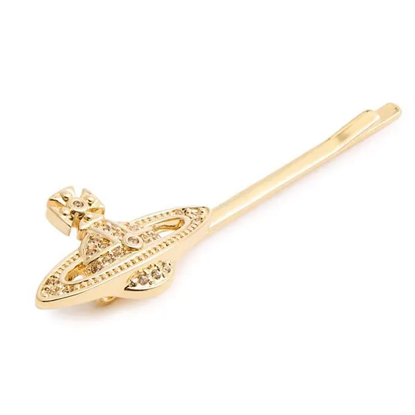 Kẹp Tóc Vivienne Westwood Mini Bas Relief Orb Hair Clip Màu Vàng
