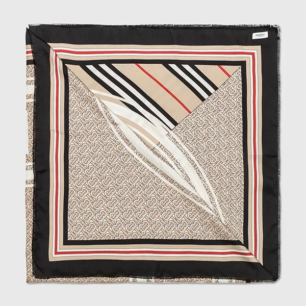 Khăn Lụa Burberry Monogram Heritage Silk Square Phối Màu