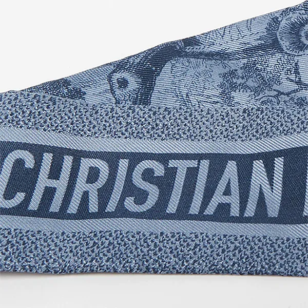 Khăn Lụa Nữ Dior Blue Silk Toile De Jouy Sauvage Mitzah Scarf Màu Xanh Blue