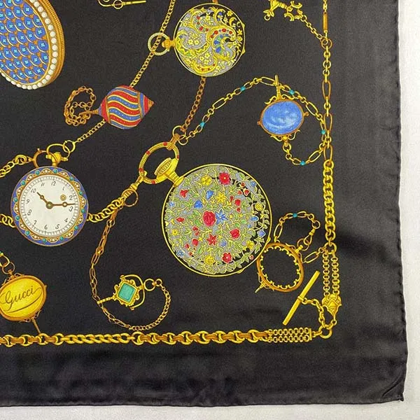 Khăn Lụa Nữ Gucci Vintage Silk Flower Square Scarf 90x90cm Màu Vàng Đen