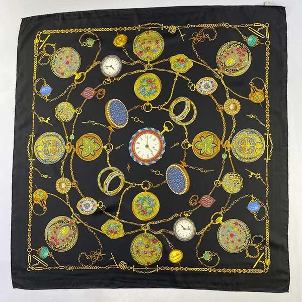 Khăn Lụa Nữ Gucci Vintage Silk Flower Square Scarf 90x90cm Màu Vàng Đen