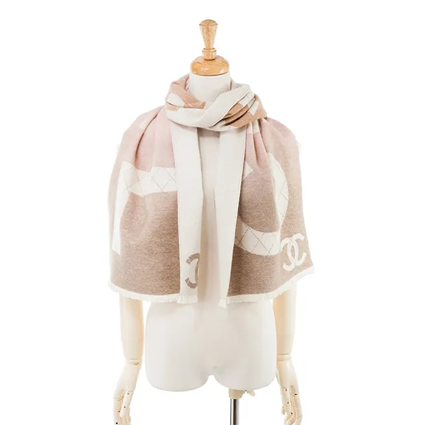 Khăn Nữ Chanel New Two Tone Gradient Logo Cashmere Scarf Phối Màu