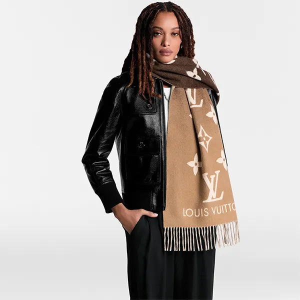 Khăn Nữ Louis Vuitton LV Reykjavik Gradient M73675 Màu Nâu