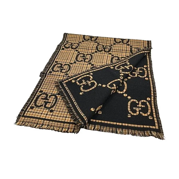 Khăn Quàng Cổ Gucci Check GG Wool Shawl Brown Màu Nâu Kẻ