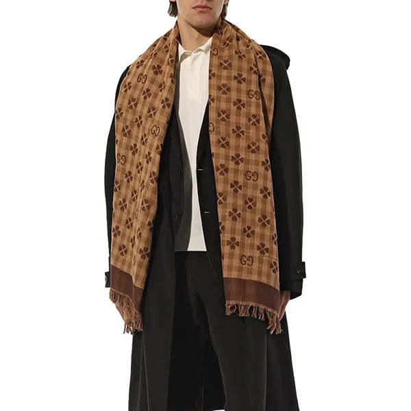 Khăn Quàng Cổ Gucci Scarf With Logo 662446 4G114 Màu Nâu