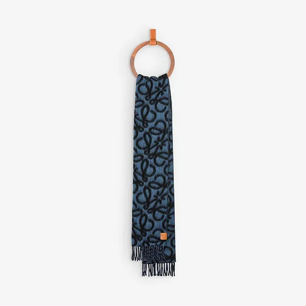 Khăn Quàng Cổ Loewe Anagram Patch Wool And Alpaca Blend Scarf Màu Xanh